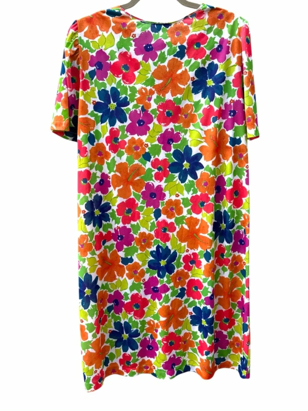Vintage 80s/90s Vassarette Size L Floral Colorful Retro Nightgown Made in USA